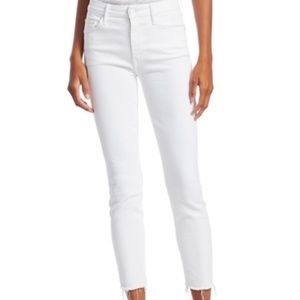 Mother The Looker High Waisted Ankle Fray Jeans White 27